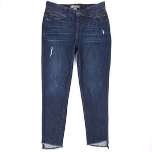 DEMOCRACY Ab Technology Shaping Raw Hem Slim Crop Jeans Dark Denim Clean Girl